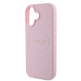 Guess PU Grained Classic Logo MagSafe Zadní Kryt pro iPhone 16 Pink