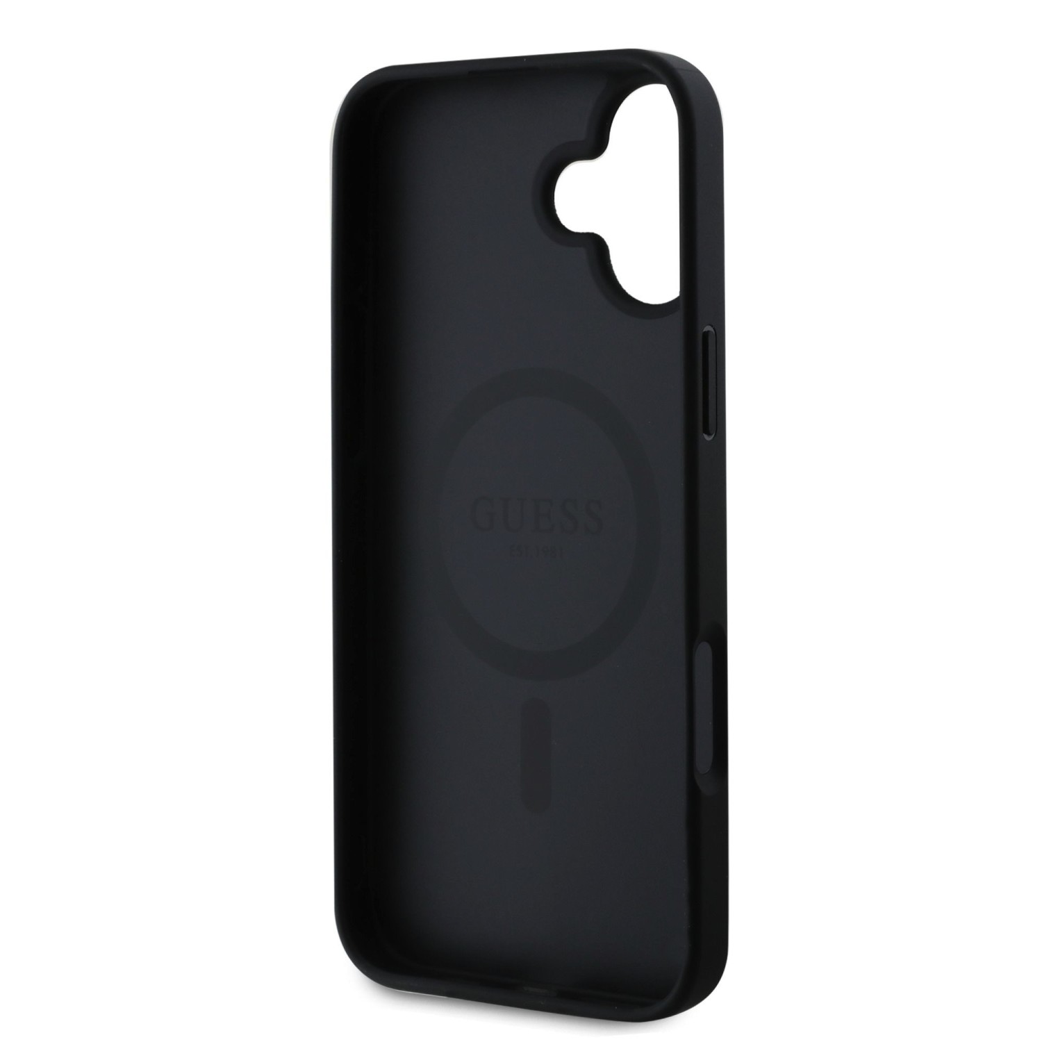 Guess PU Grained Classic Logo MagSafe Zadní Kryt pro iPhone 16 Plus Black