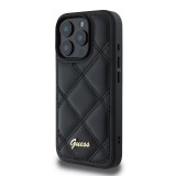 Guess PU Leather Quilted Zadní Kryt pro iPhone 16 Pro Black