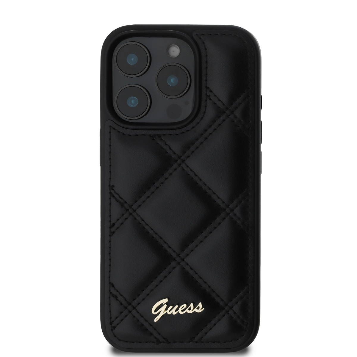 Guess PU Leather Quilted Zadní Kryt pro iPhone 16 Pro Black