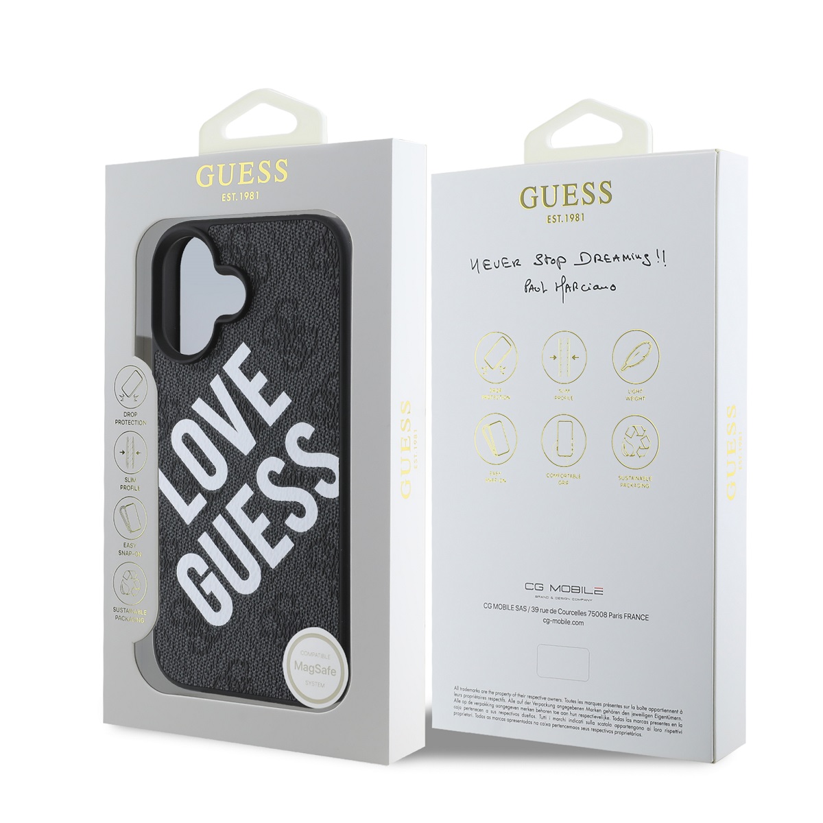 Guess PU Leather 4G Big Love Logo MagSafe Zadní Kryt pro iPhone 16 Black