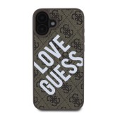 Guess PU Leather 4G Big Love Logo MagSafe Zadní Kryt pro iPhone 16 Brown