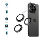 Ochranná skla čoček fotoaparátů FIXED Camera Glass pro Apple iPhone 16 Pro/16 Pro Max, černá