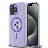 KARL LAGERFELD case for IPHONE 15 Pro Max compatible with MagSafe KLHMP15XSCMKCRHU (Silicone KC Body Ring) purple