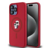 KARL LAGERFELD case for IPHONE 15 Pro Max compatible with MagSafe KLHMP15XSCMKCRHR (Silicone KC Body Ring) red