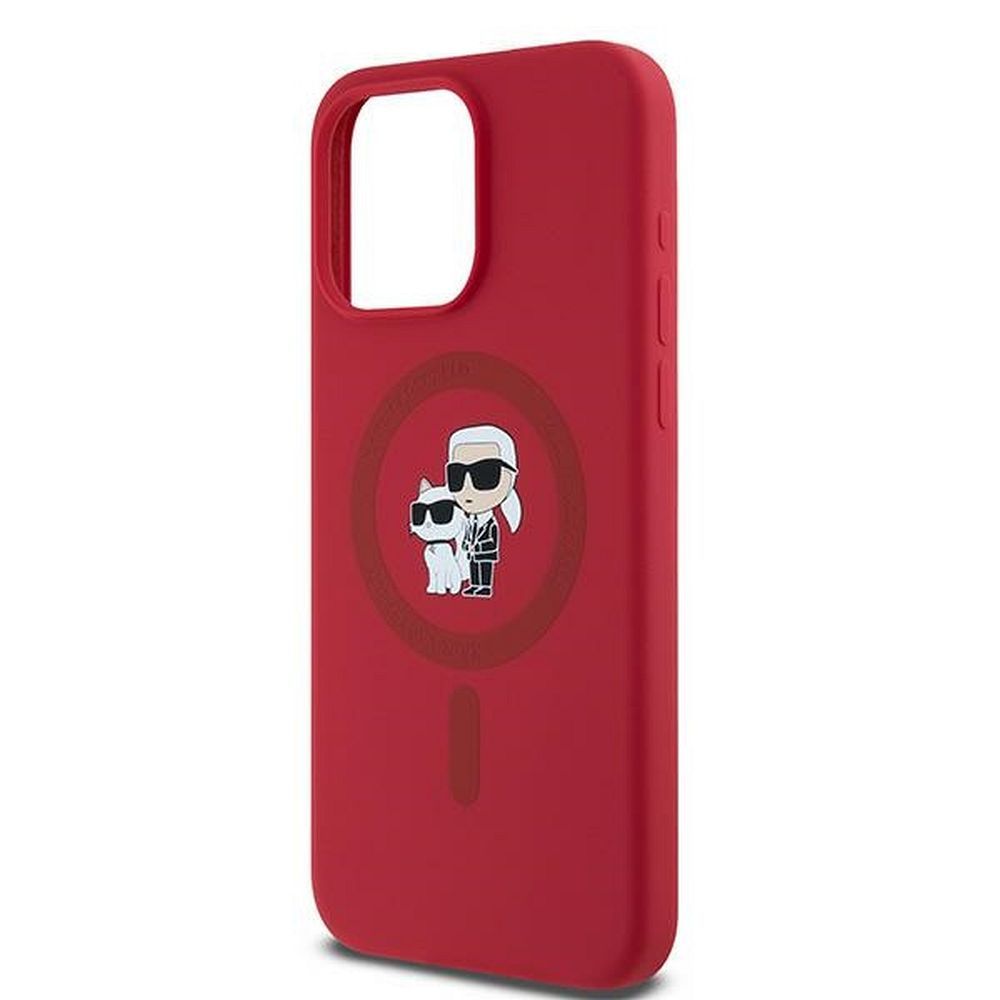 KARL LAGERFELD case for IPHONE 15 Pro Max compatible with MagSafe KLHMP15XSCMKCRHR (Silicone KC Body Ring) red