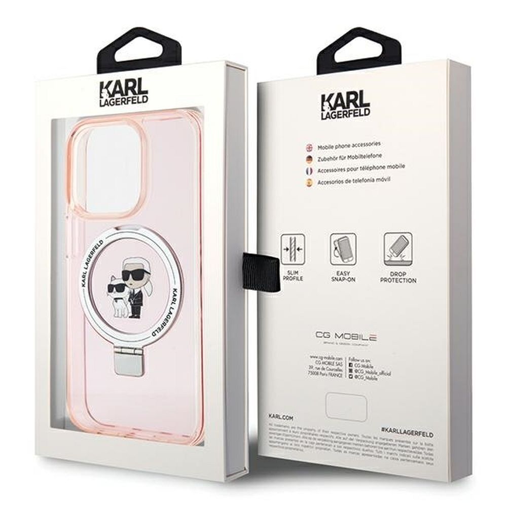 KARL LAGERFELD case for IPHONE 15 Pro Max compatible with MagSafe KLHMP15XHMRSKCP (Ringstand KC) pink