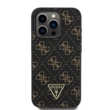 Guess PU Leather 4G Triangle Metal Logo Zadní Kryt pro iPhone 16 Pro Max Black