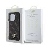 Guess PU Leather 4G Triangle Metal Logo Zadní Kryt pro iPhone 16 Pro Max Black