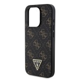 Guess PU Leather 4G Triangle Metal Logo Zadní Kryt pro iPhone 16 Pro Black