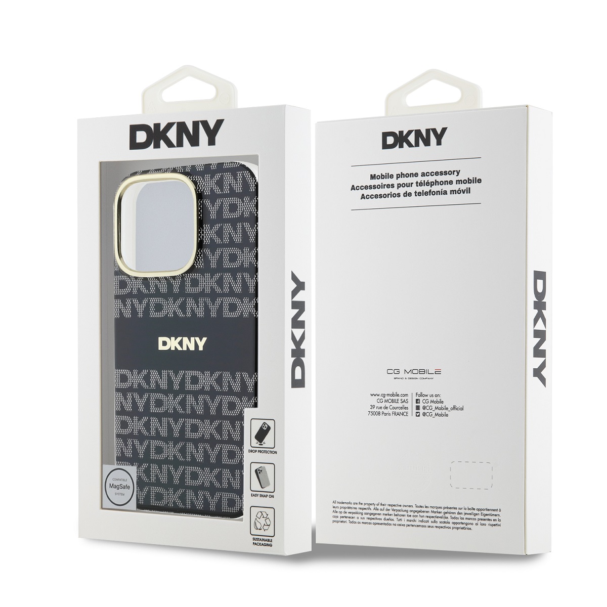 DKNY PC/TPU Repeat Pattern Tonal Stripe Magsafe Zadní Kryt pro iPhone 16 Pro Max Black