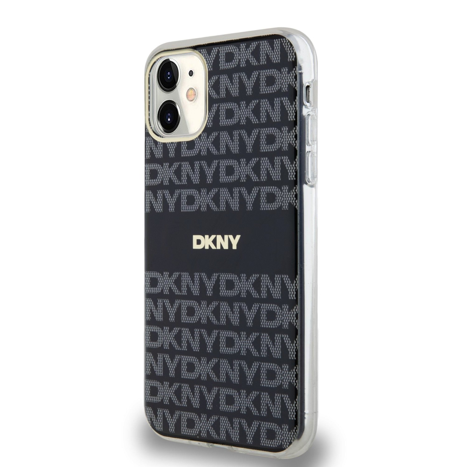 DKNY PC/TPU Repeat Pattern Tonal Stripe Magsafe Zadní Kryt pro iPhone 11 Black