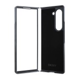 DKNY PU Leather Checkered Pattern and Stripe Zadní Kryt pro Samsung Galaxy Z Fold 6 Black