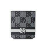 DKNY PU Leather Checkered Pattern and Stripe Zadní Kryt pro Samsung Galaxy Z Flip 6 Black