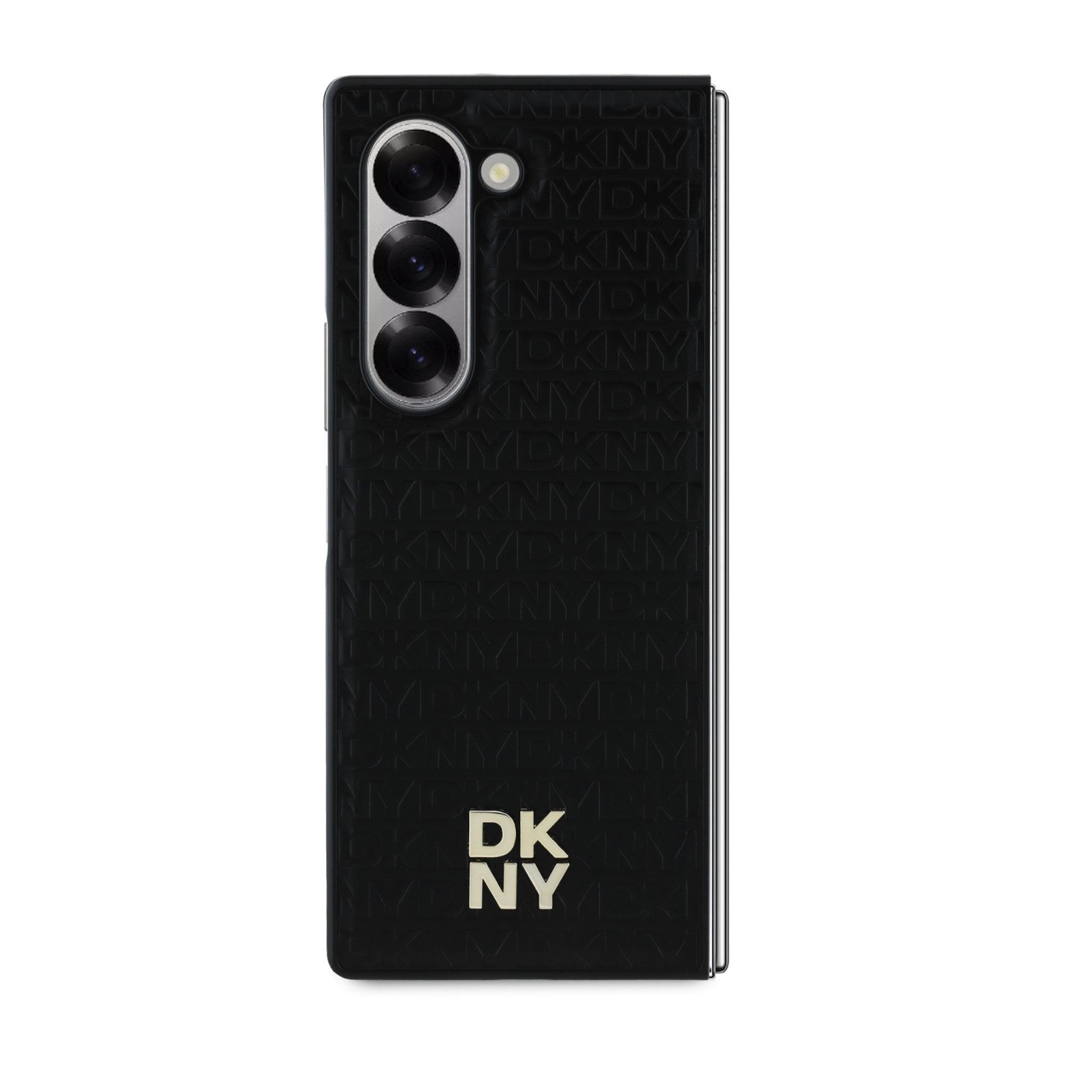 DKNY PU Leather Repeat Pattern Stack Logo MagSafe Zadní Kryt pro Samsung Galaxy Z Fold 6 Black