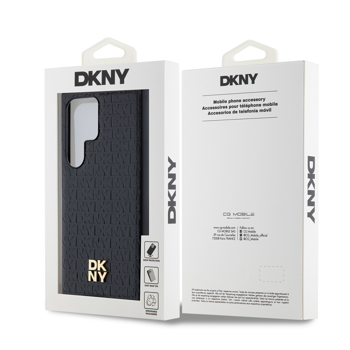 DKNY PU Leather Repeat Pattern Stack Logo Magsafe Zadní Kryt pro Samsung Galaxy S24 Ultra Black