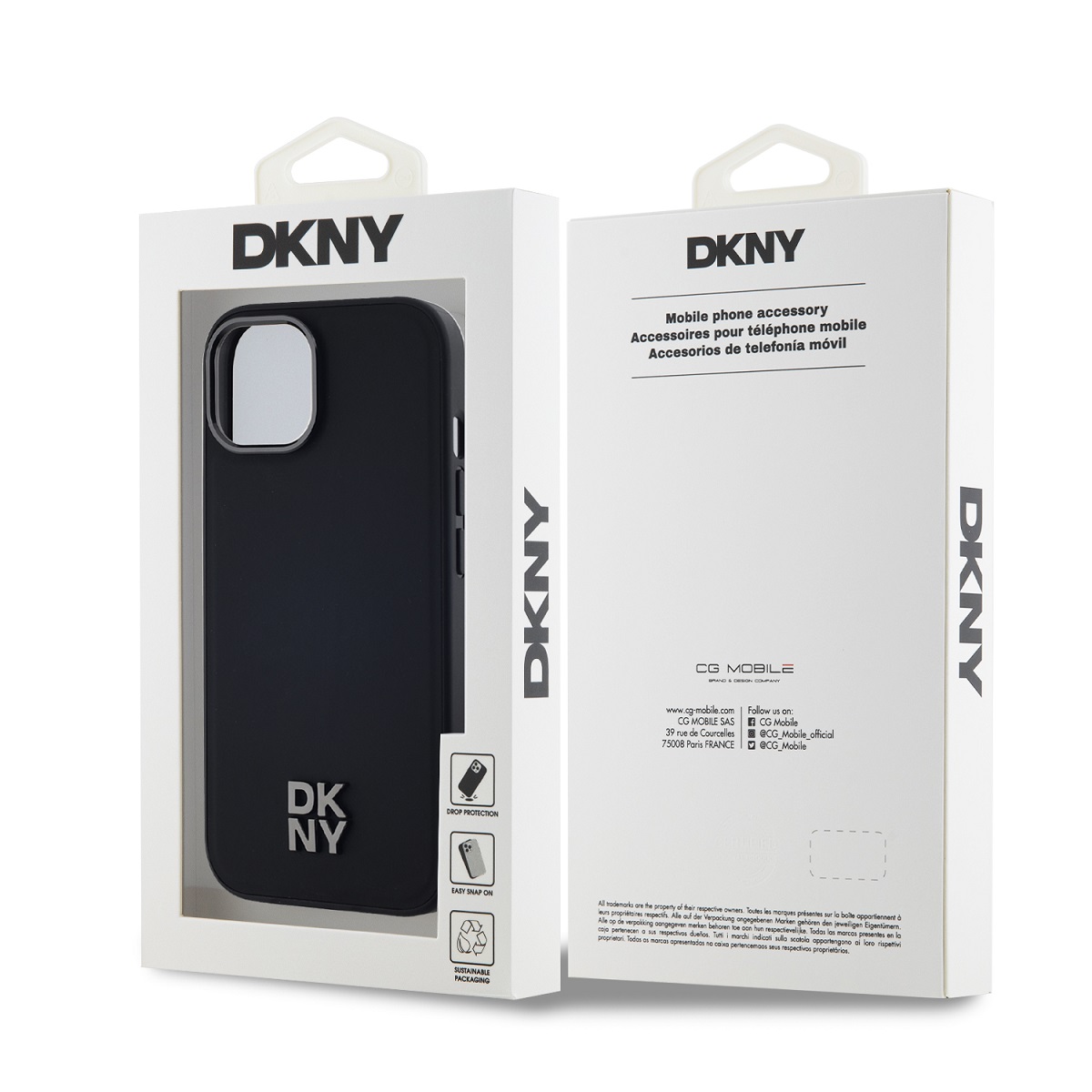 DKNY PU Leather Stack Logo Magsafe Zadní Kryt pro iPhone 14 Black