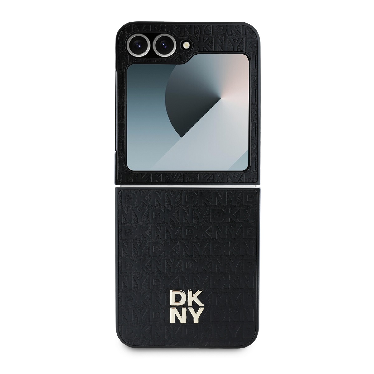 DKNY PU Leather Repeat Pattern Stack Logo Zadní Kryt pro Samsung Galaxy Z Flip 6 Black