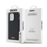 DKNY PU Leather Silver Metal Logo Magsafe Zadní Kryt pro iPhone 14 Pro Black