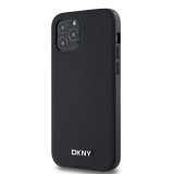 DKNY PU Leather Silver Metal Logo Magsafe Zadní Kryt pro iPhone 12/12 Pro Black