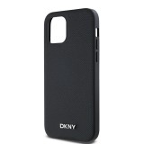 DKNY PU Leather Silver Metal Logo Magsafe Zadní Kryt pro iPhone 12/12 Pro Black