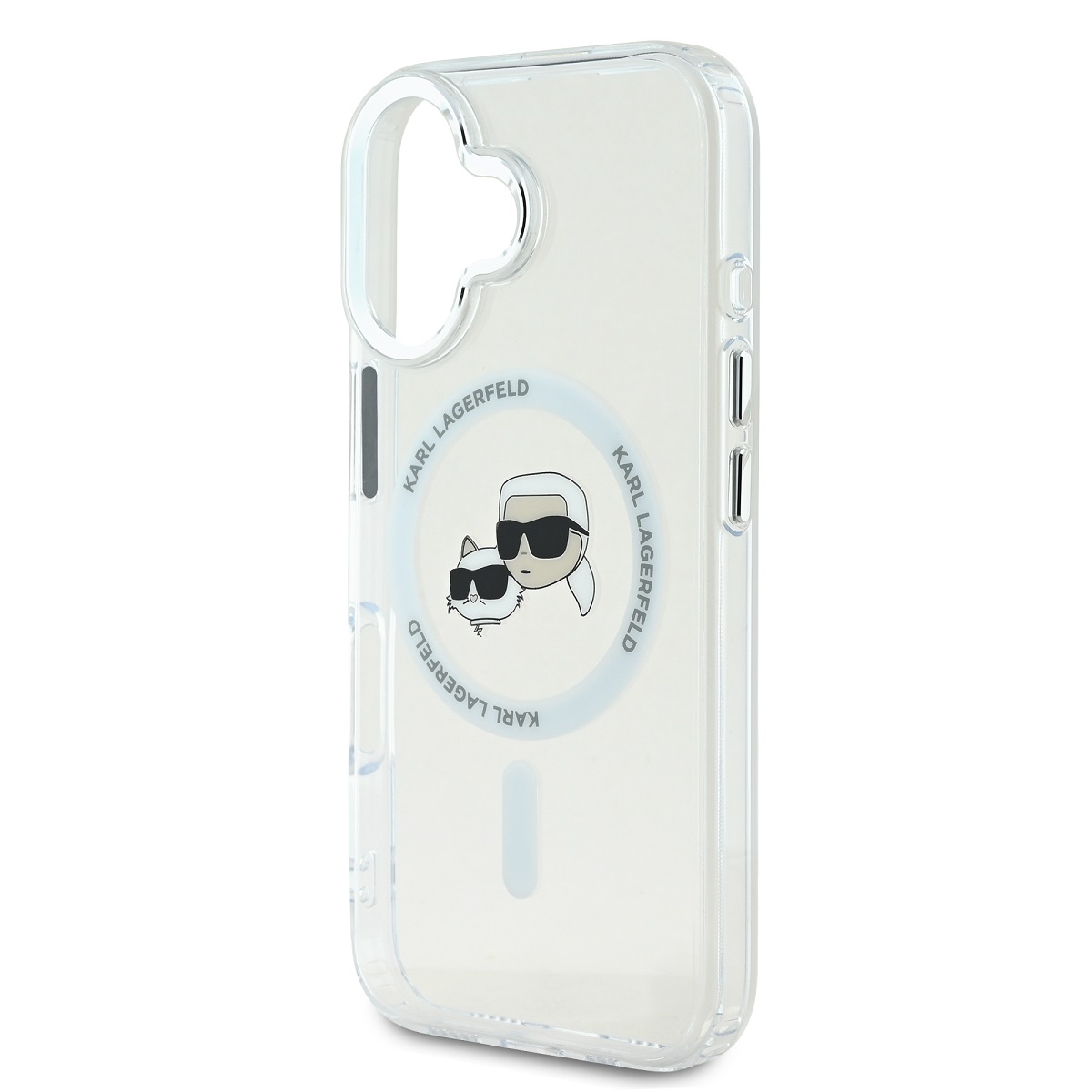 Karl Lagerfeld IML K&CH Heads Metal Frame MagSafe Zadní Kryt pro iPhone 16 Transparent