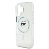 Karl Lagerfeld IML Choupette Head Metal Frame MagSafe Zadní Kryt pro iPhone 16 Transparent