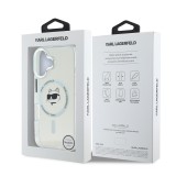 Karl Lagerfeld IML Choupette Head Metal Frame MagSafe Zadní Kryt pro iPhone 16 Transparent