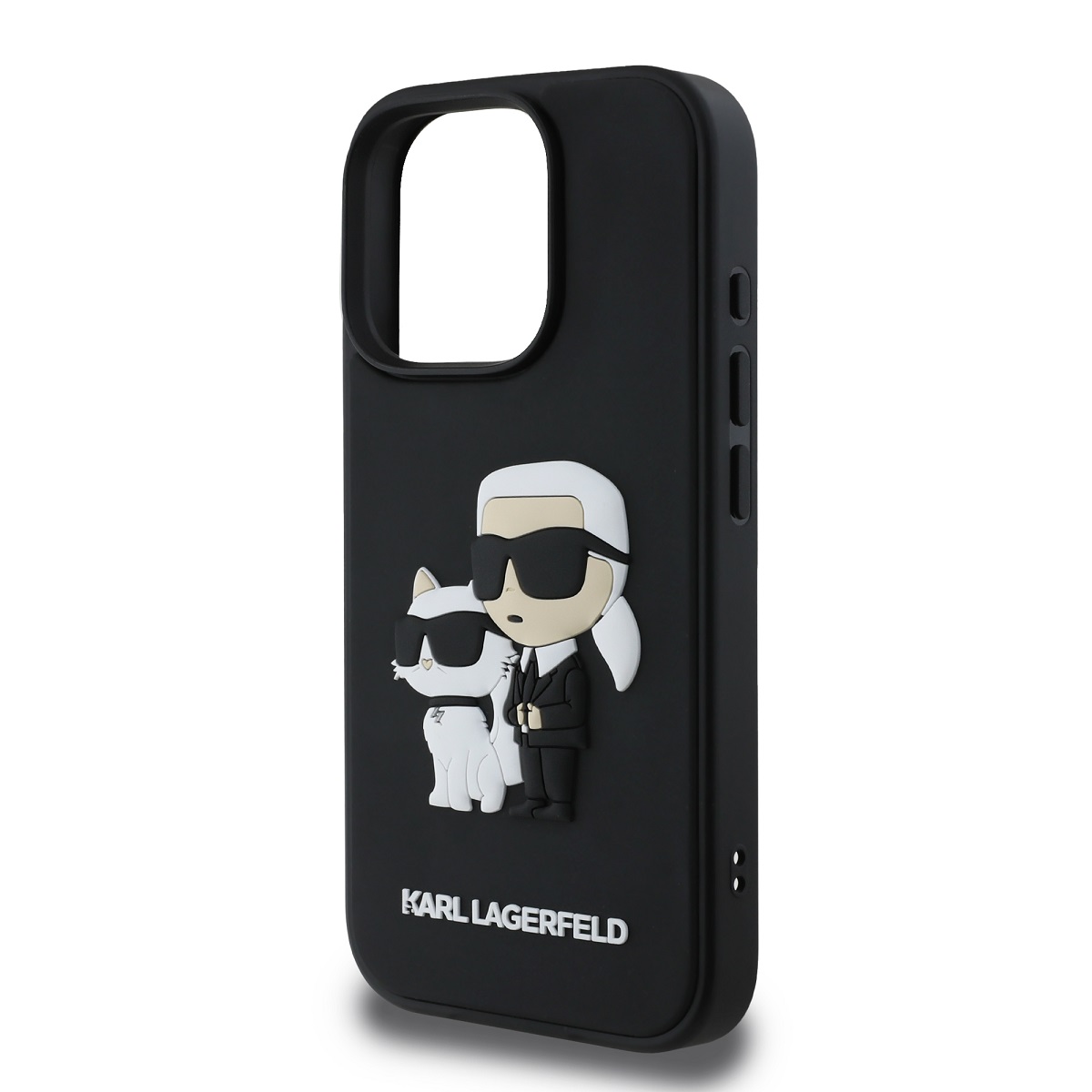 Karl Lagerfeld 3D Rubber Karl and Choupette Zadní Kryt pro iPhone 16 Pro Max Black