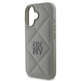 DKNY PU Leather Quilted Stack Logo Zadní Kryt pro iPhone 16 Grey