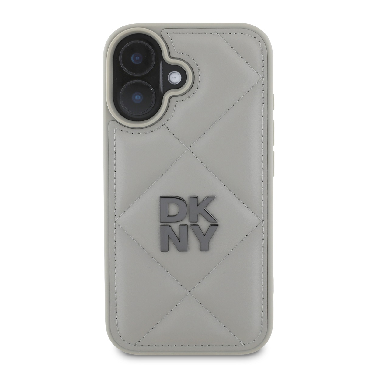 DKNY PU Leather Quilted Stack Logo Zadní Kryt pro iPhone 16 Grey