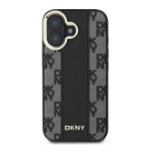 DKNY PU Leather Checkered Pattern Magsafe Zadní Kryt pro iPhone 16 Plus Black