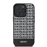 DKNY PU Leather Repeat Pattern Bottom Stripe MagSafe Zadní Kryt pro iPhone 16 Pro Black