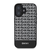 DKNY PU Leather Repeat Pattern Bottom Stripe MagSafe Zadní Kryt pro iPhone 16 Black