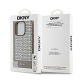 DKNY PU Leather Repeat Pattern Bottom Stripe MagSafe Zadní Kryt pro iPhone 16 Pro Max Brown