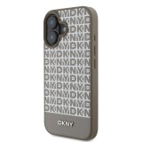 DKNY PU Leather Repeat Pattern Bottom Stripe MagSafe Zadní Kryt pro iPhone 16 Brown