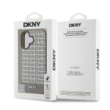 DKNY PU Leather Repeat Pattern Bottom Stripe MagSafe Zadní Kryt pro iPhone 16 Brown