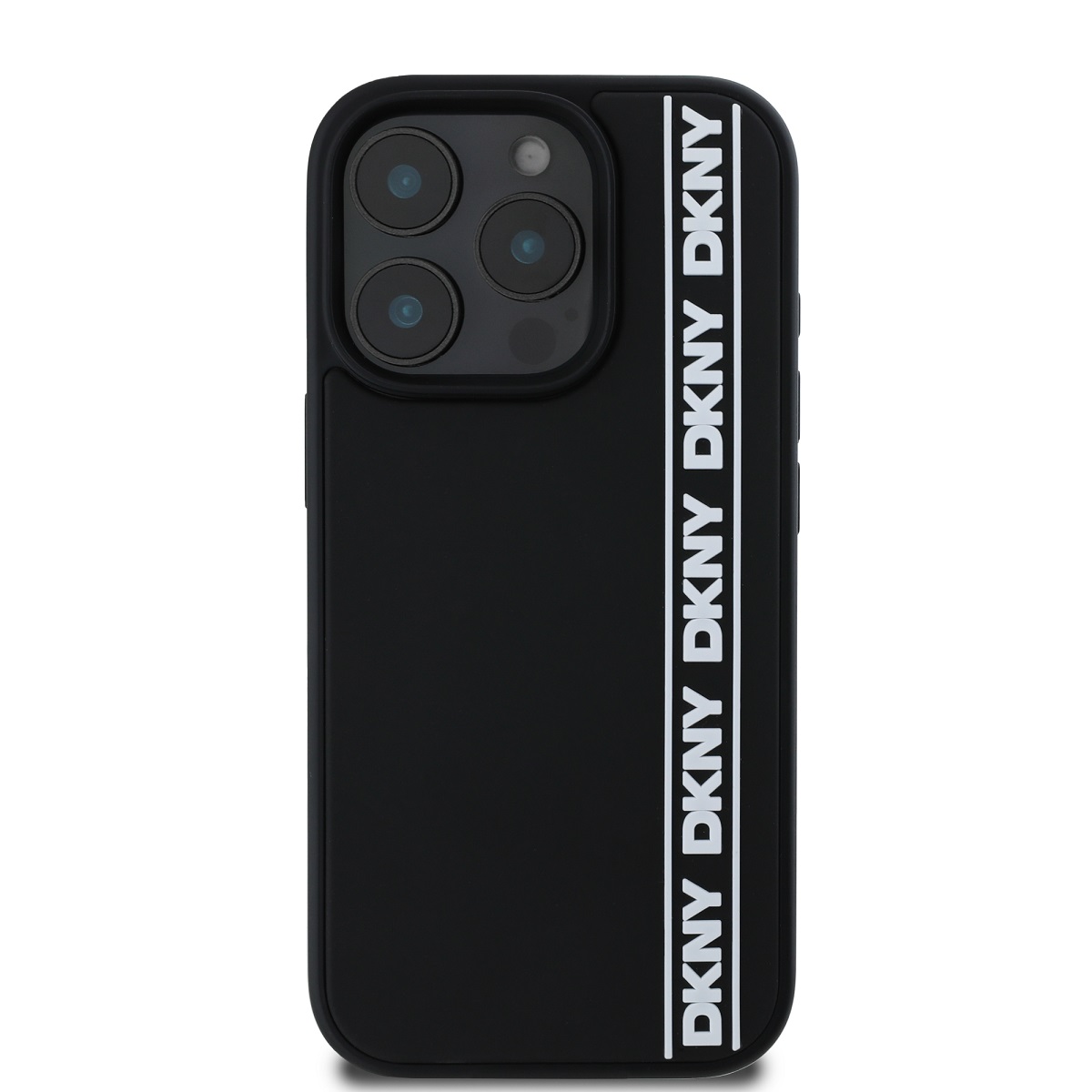 DKNY 3D Rubber Repeat Logo Line Zadní Kryt pro iPhone 16 Pro Black