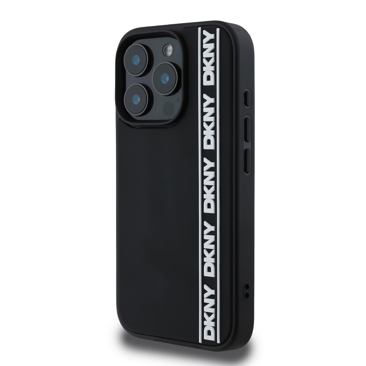 DKNY 3D Rubber Repeat Logo Line Zadní Kryt pro iPhone 16 Pro Black