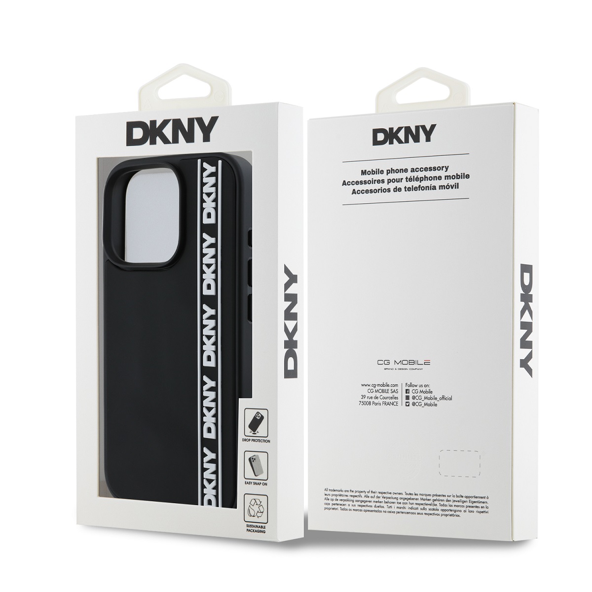 DKNY 3D Rubber Repeat Logo Line Zadní Kryt pro iPhone 16 Pro Black