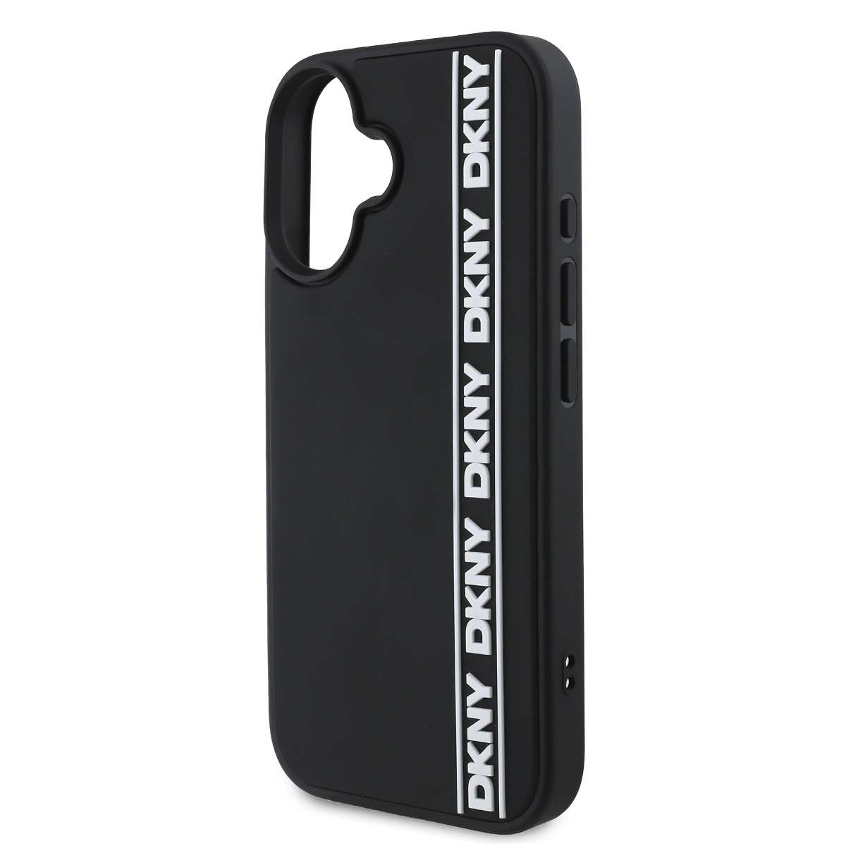 DKNY 3D Rubber Repeat Logo Line Zadní Kryt pro iPhone 16 Black