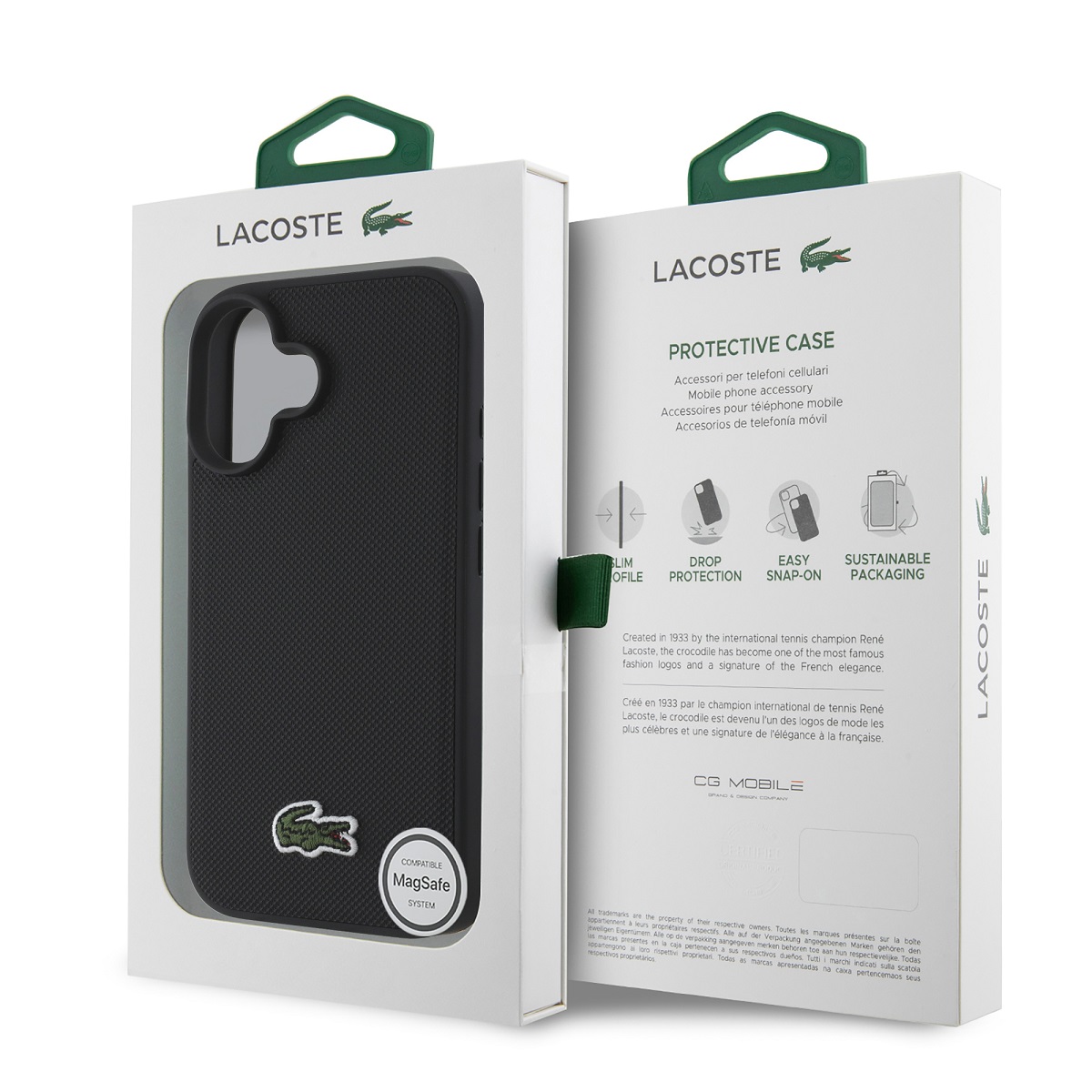 Lacoste Iconic Petit Pique Woven Logo MagSafe Zadní Kryt pro iPhone 16 Black