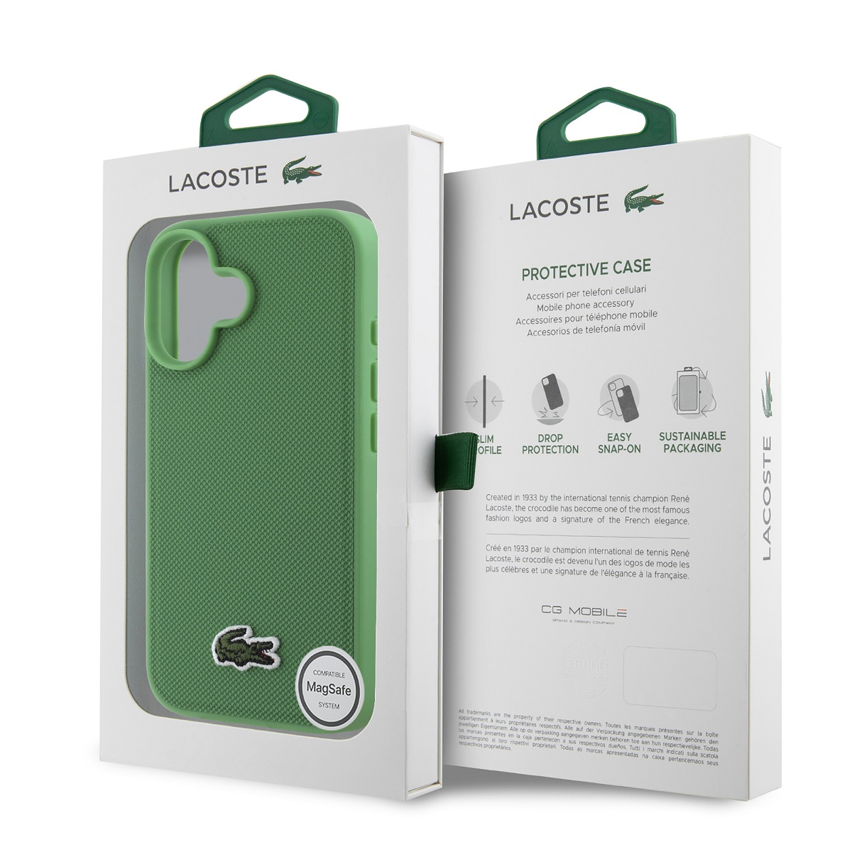 Lacoste Iconic Petit Pique Woven Logo MagSafe Zadní Kryt pro iPhone 16 Green