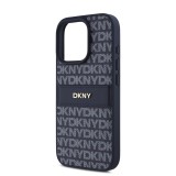 DKNY PU Leather Repeat Pattern Tonal Stripe Zadní Kryt pro iPhone 16 Pro Max Blue