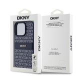 DKNY PU Leather Repeat Pattern Tonal Stripe Zadní Kryt pro iPhone 16 Pro Max Blue