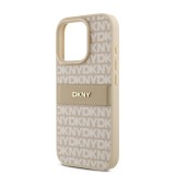 DKNY PU Leather Repeat Pattern Tonal Stripe Zadní Kryt pro iPhone 16 Pro Max Pink