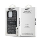 DKNY PU Leather Repeat Pattern Tonal Stripe Zadní Kryt pro iPhone 16 Pro Max Black