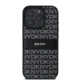 DKNY PU Leather Repeat Pattern Tonal Stripe Zadní Kryt pro iPhone 16 Pro Black