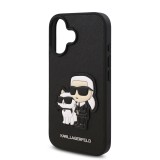 Karl Lagerfeld PU Saffiano Karl and Choupette Zadní Kryt pro iPhone 16 Black