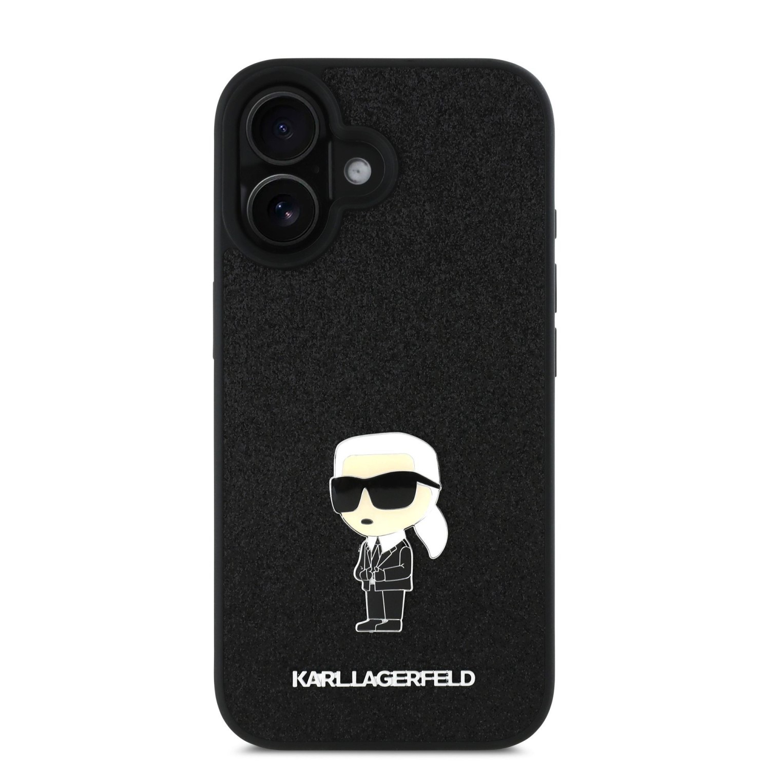 Karl Lagerfeld Fixed Glitter Metal Ikonik Zadní Kryt pro iPhone 16 Black